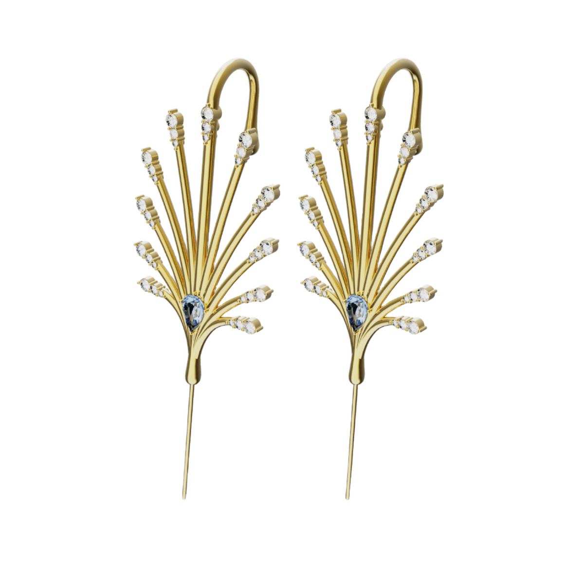Ethereal Fountain ear cuffs in gold, a pair