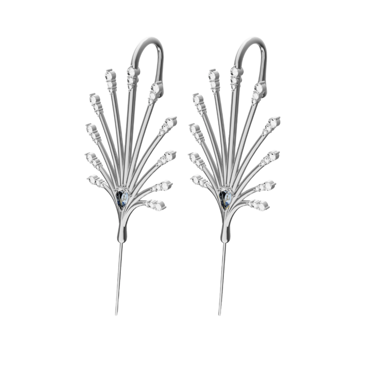 Ethereal Fountain ear cuffs in silver, a pair
