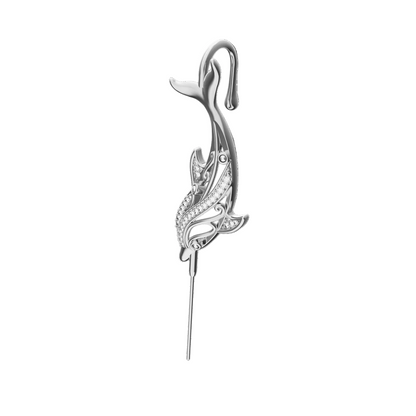 Graceful Dolphin ear cuff in silver, single