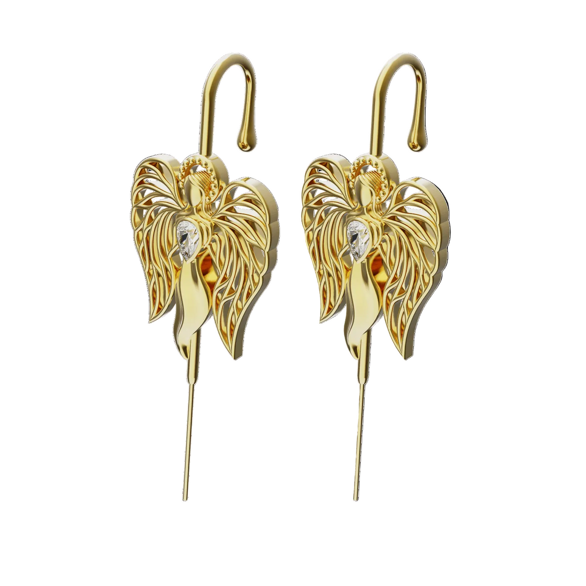 Guardian Angel ear cuffs in gold, a pair