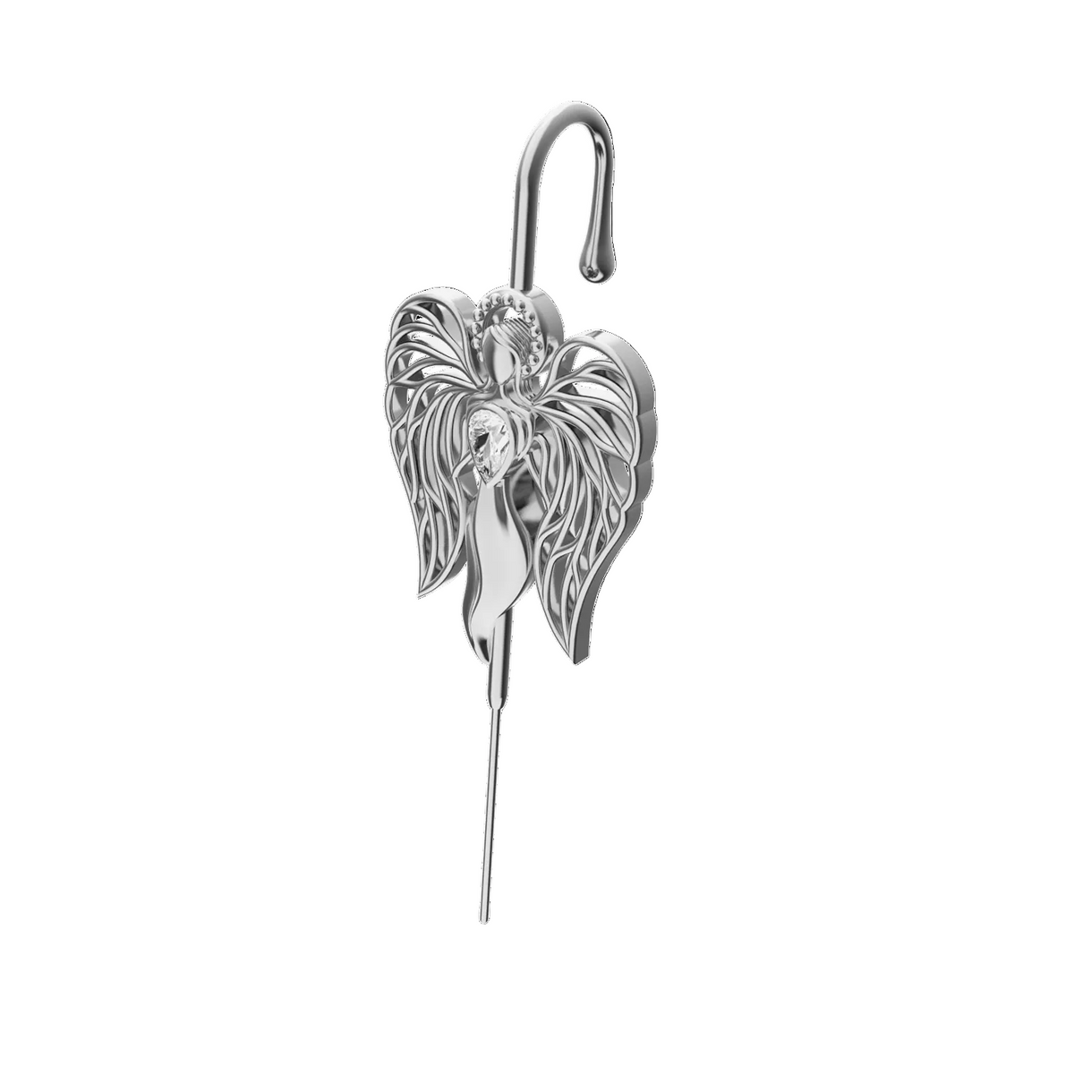 Guardian Angel ear cuff in silver, single