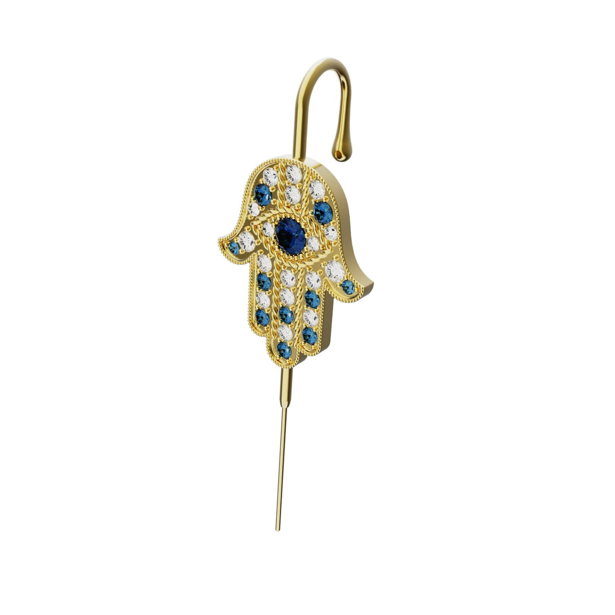 Hamsa ear cuff in gold, single