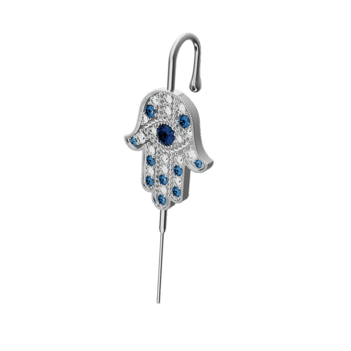 Hamsa ear cuff in silver, single
