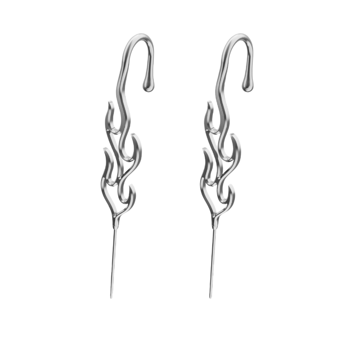 Inner Fire ear cuffs in silver, a pair