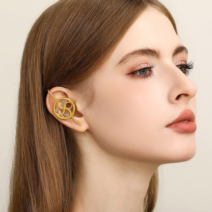 Kinetic Loop ear cuff worn on the ear, profile view