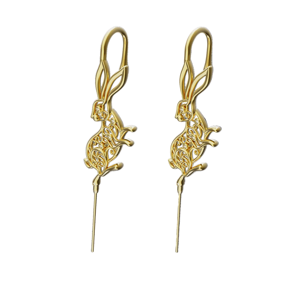 Leaping Hare ear cuffs in gold, a pair