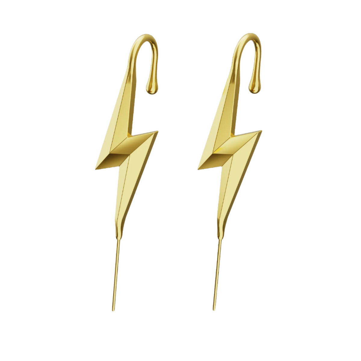 Lightning Bolt ear cuffs in gold, a pair