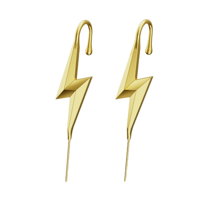 Lightning Bolt ear cuffs in gold, a pair