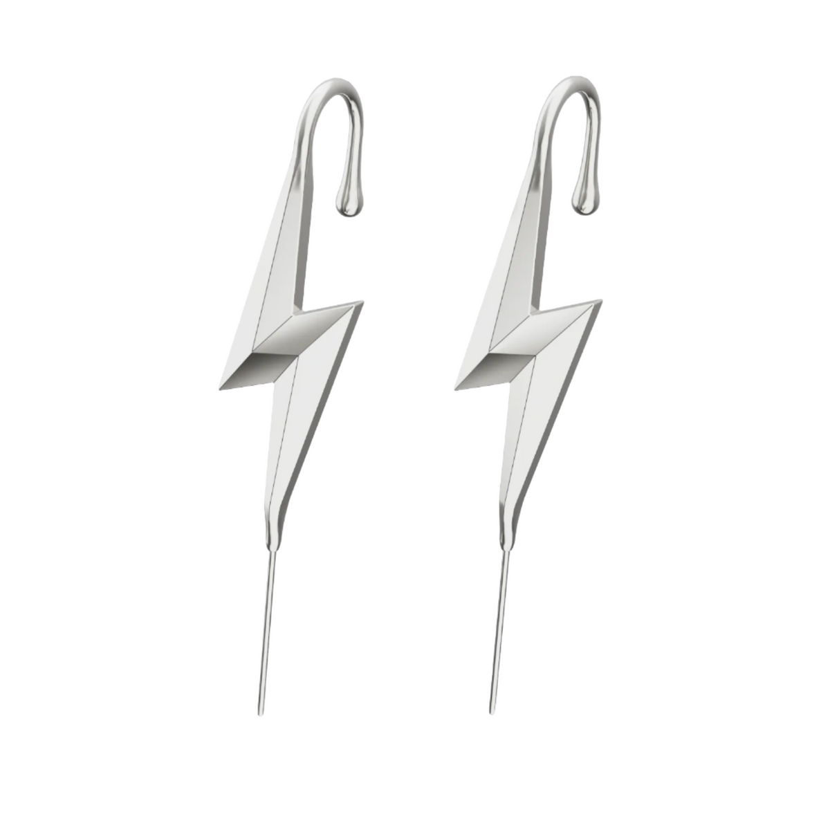 Lightning Bolt ear cuffs in silver, a pair