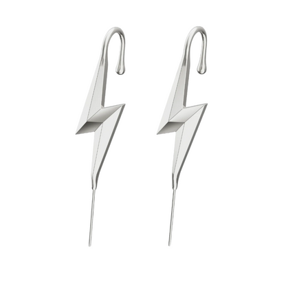 Lightning Bolt ear cuffs in silver, a pair