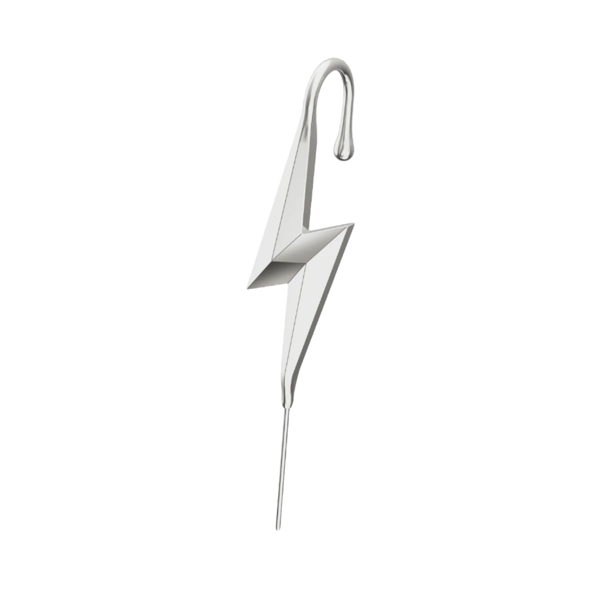 Lightning Bolt ear cuff in silver, single