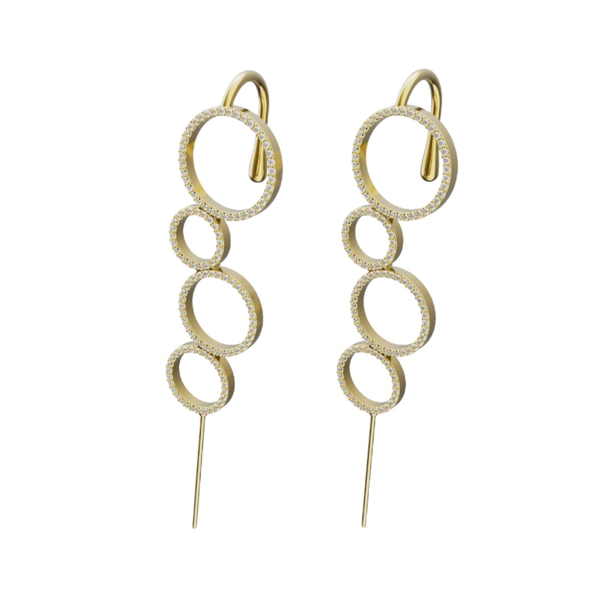 Linked Circles ear cuffs in gold, a pair