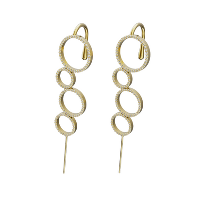 Linked Circles ear cuffs in gold, a pair