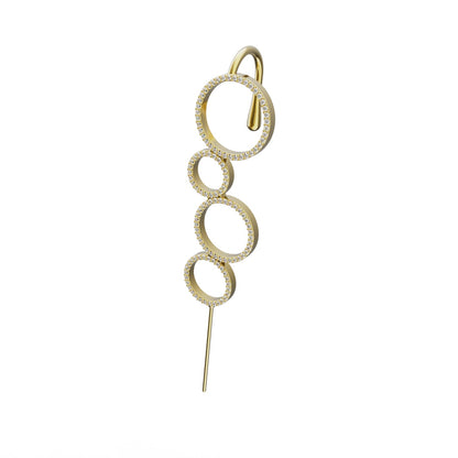 Linked Circles ear cuff in gold, single