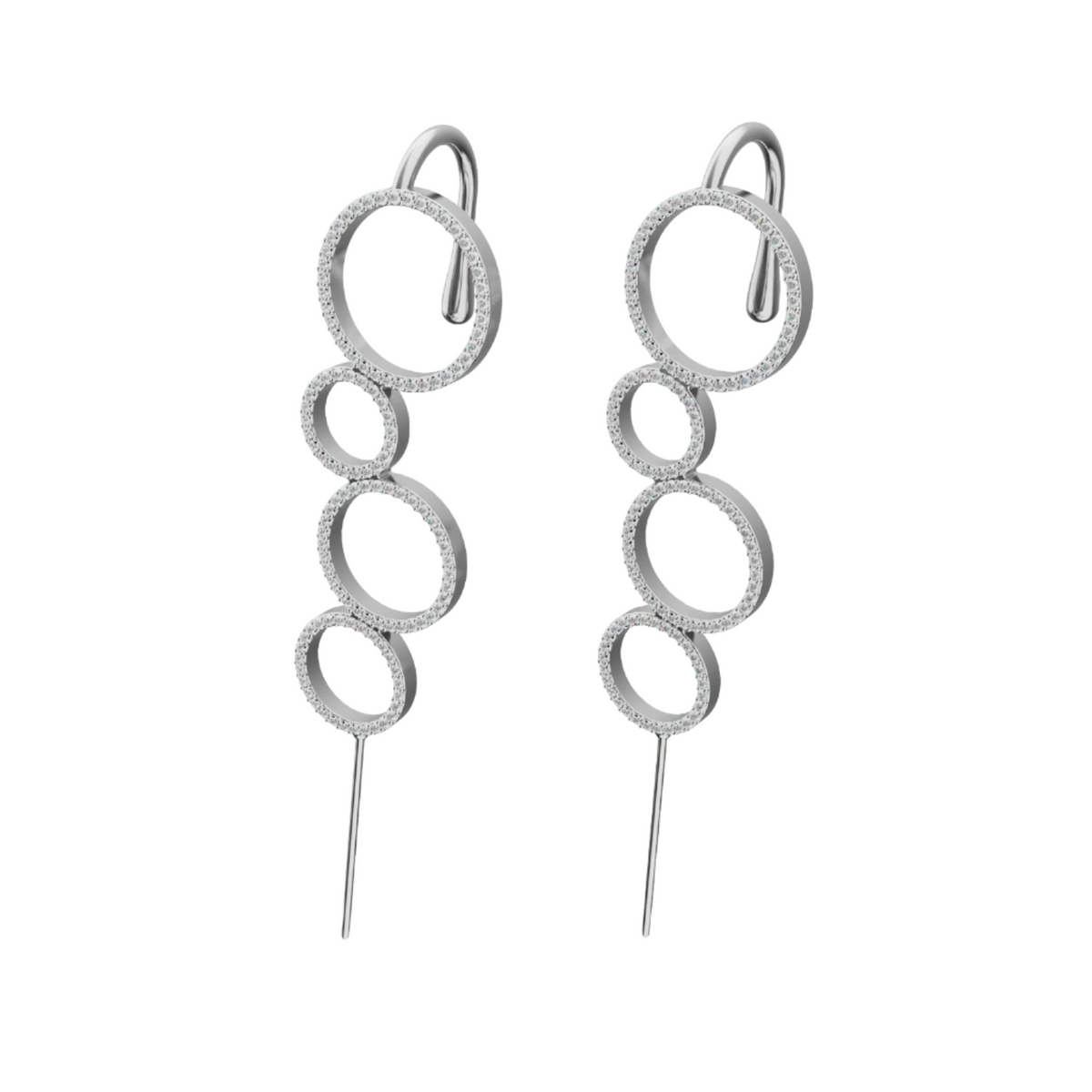 Linked Circles ear cuffs in silver, a pair