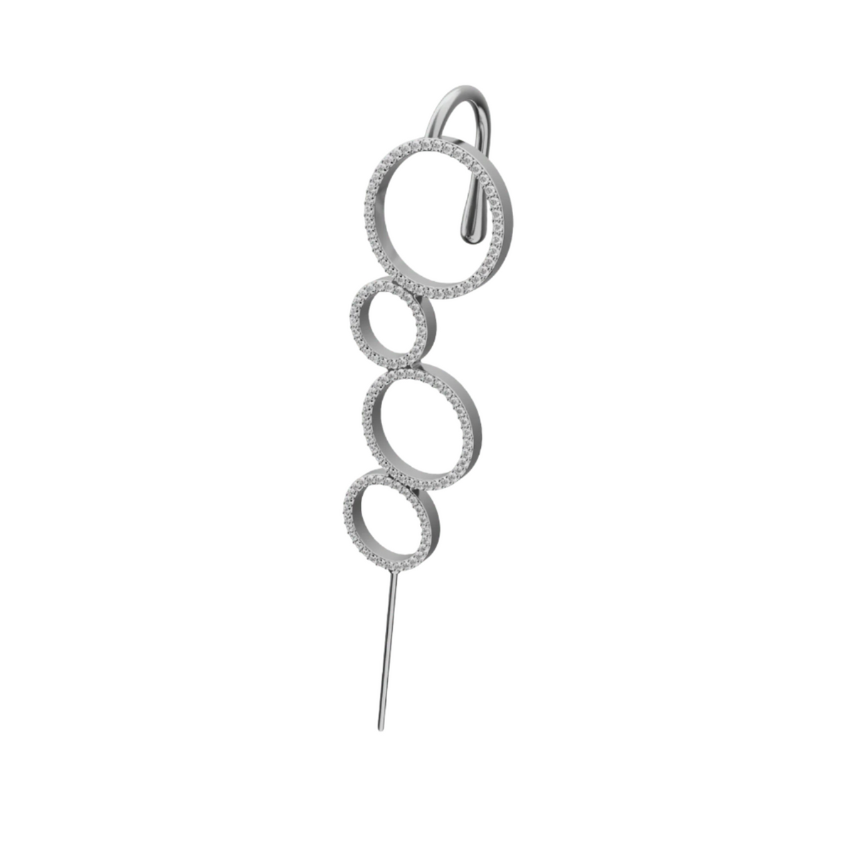 Linked Circles ear cuff in silver, single