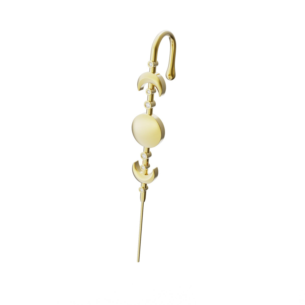 Moon Phases ear cuff in gold, single