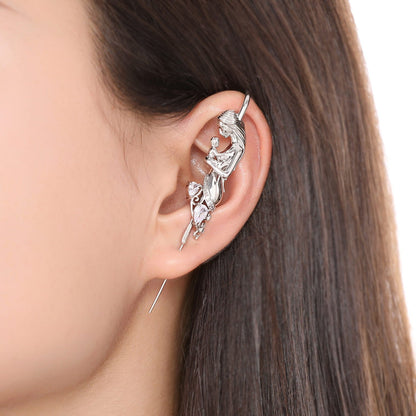 Motherhood ear cuff worn on the ear, profile view