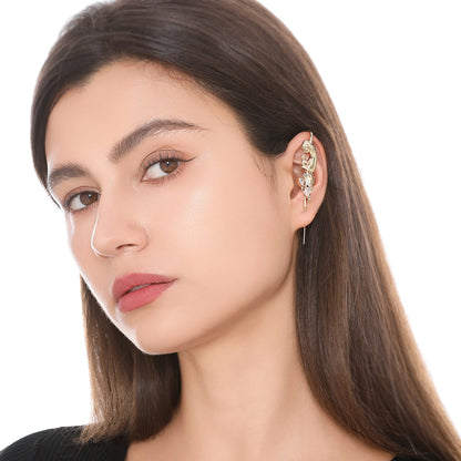 Motherhood ear cuff worn on the ear, profile view