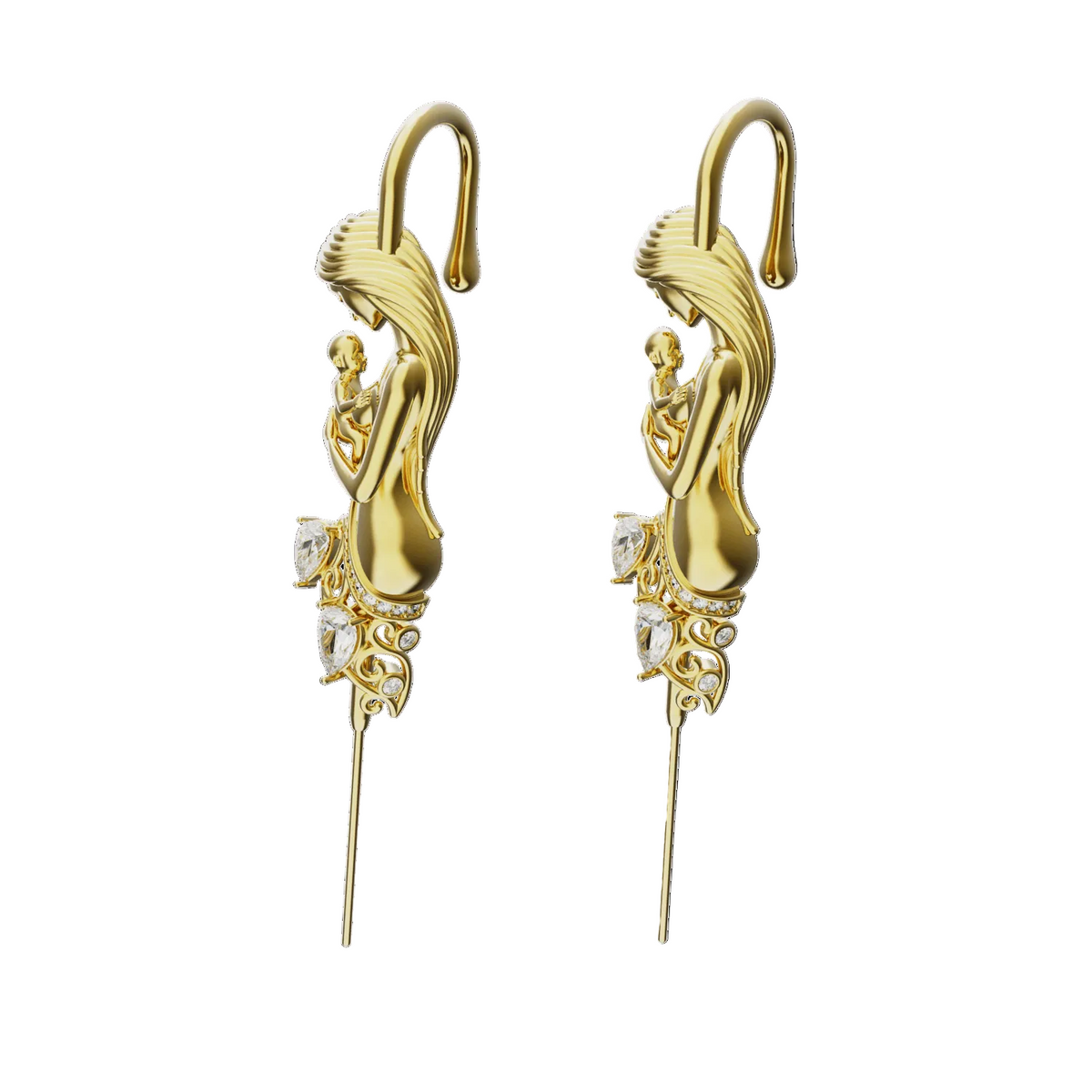 Motherhood ear cuffs in gold, a pair