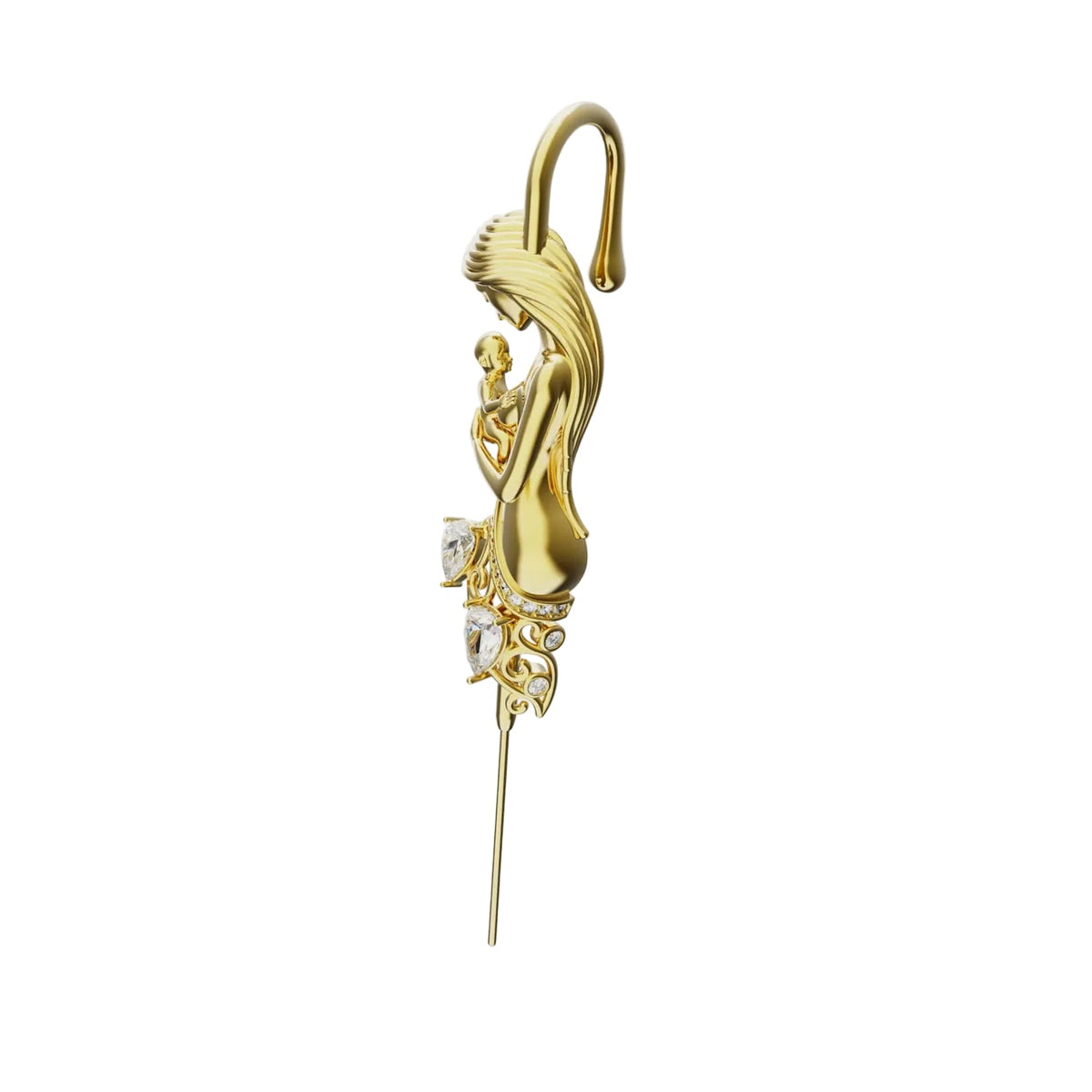 Motherhood ear cuff in gold, single
