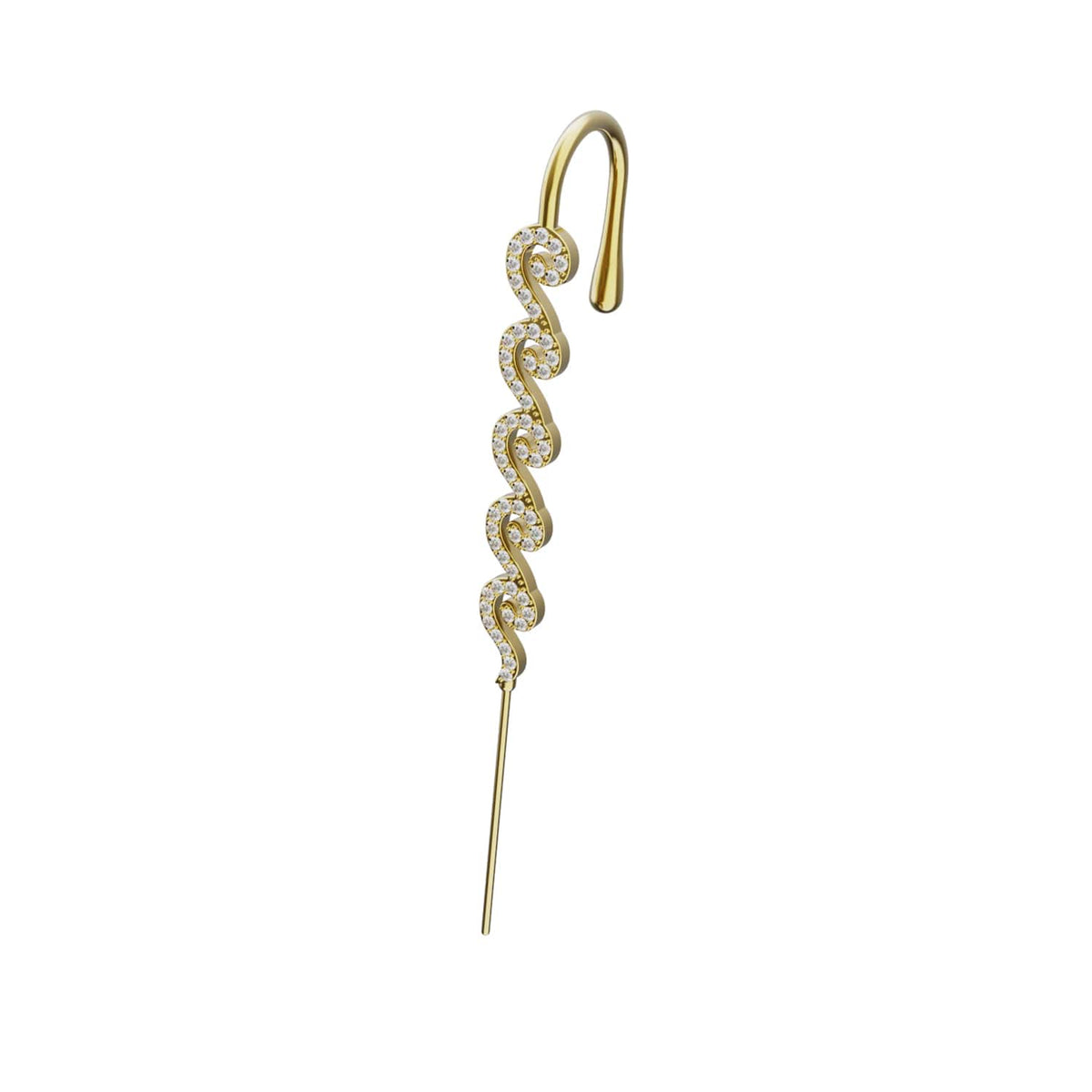 Ocean Waves ear cuff in gold, single