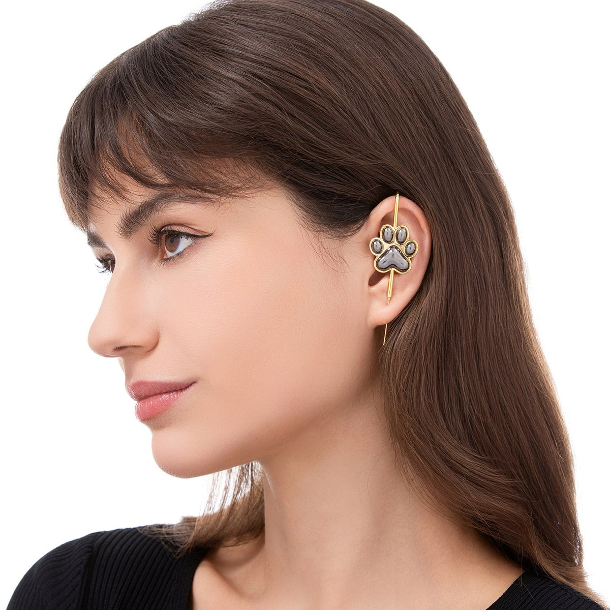 Pawfect ear cuff worn on the ear, profile view