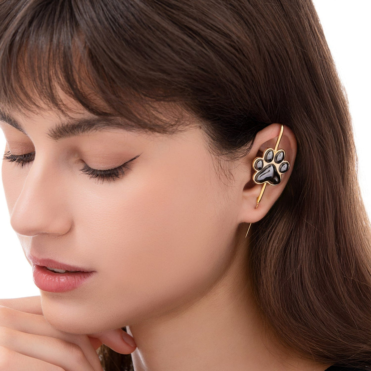 Pawfect ear cuff worn on the ear, profile view