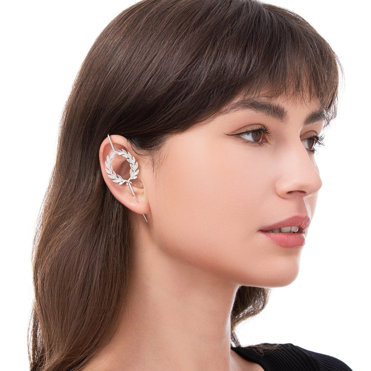 Regel Laurel ear cuff worn on the ear, profile view