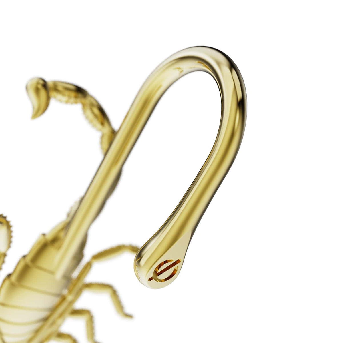 Fierce Scorpion ear cuff in gold, the hook that sits over the ear