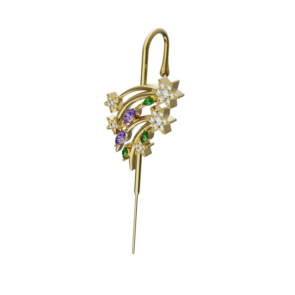 Shooting Star ear cuff in gold, single