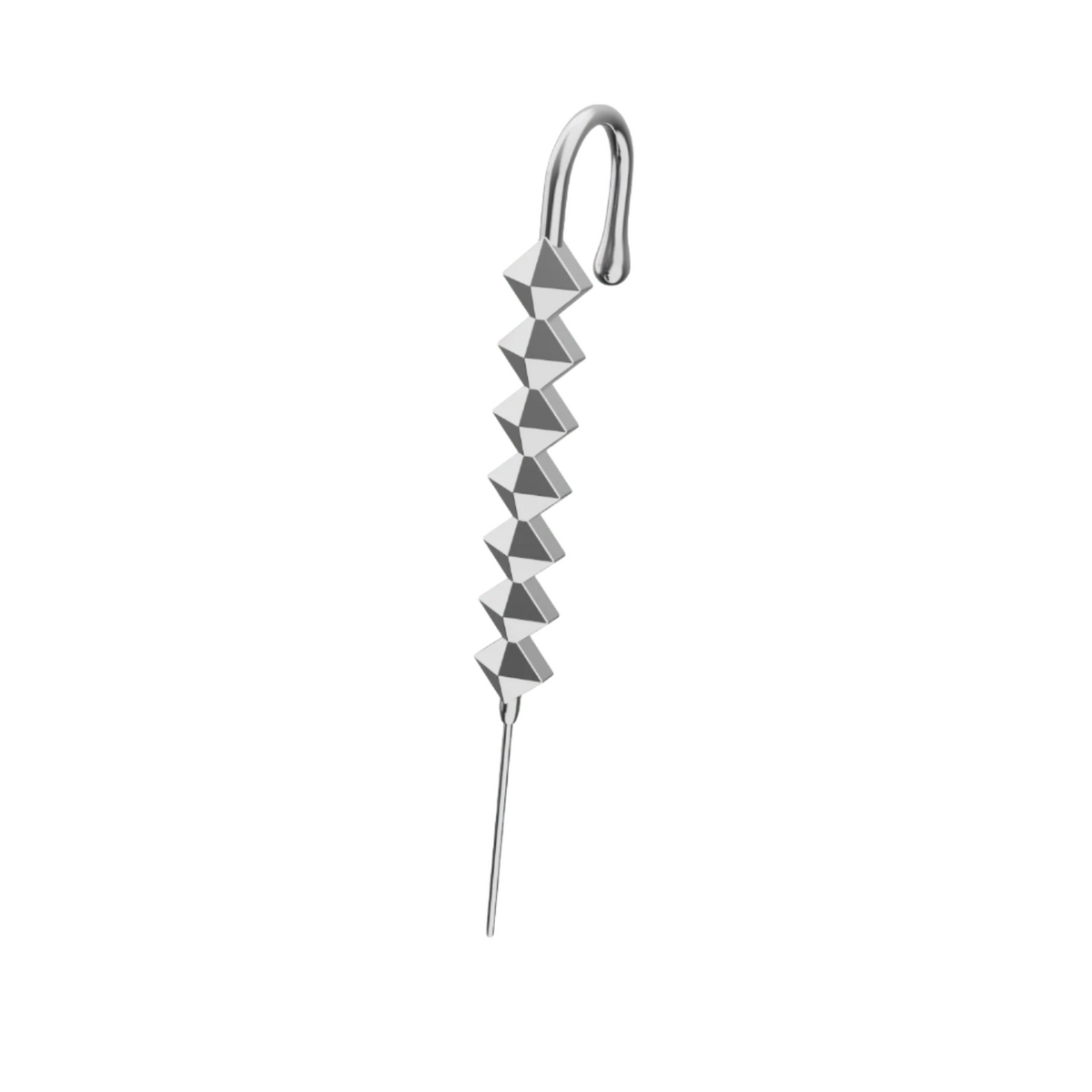 Studded ear cuff in silver, single