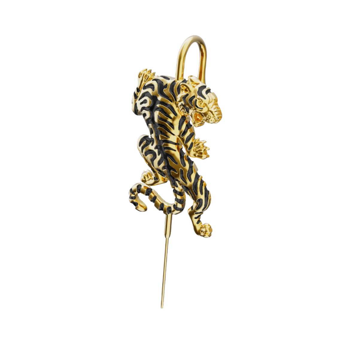 Prowling Tiger ear cuff in gold, single