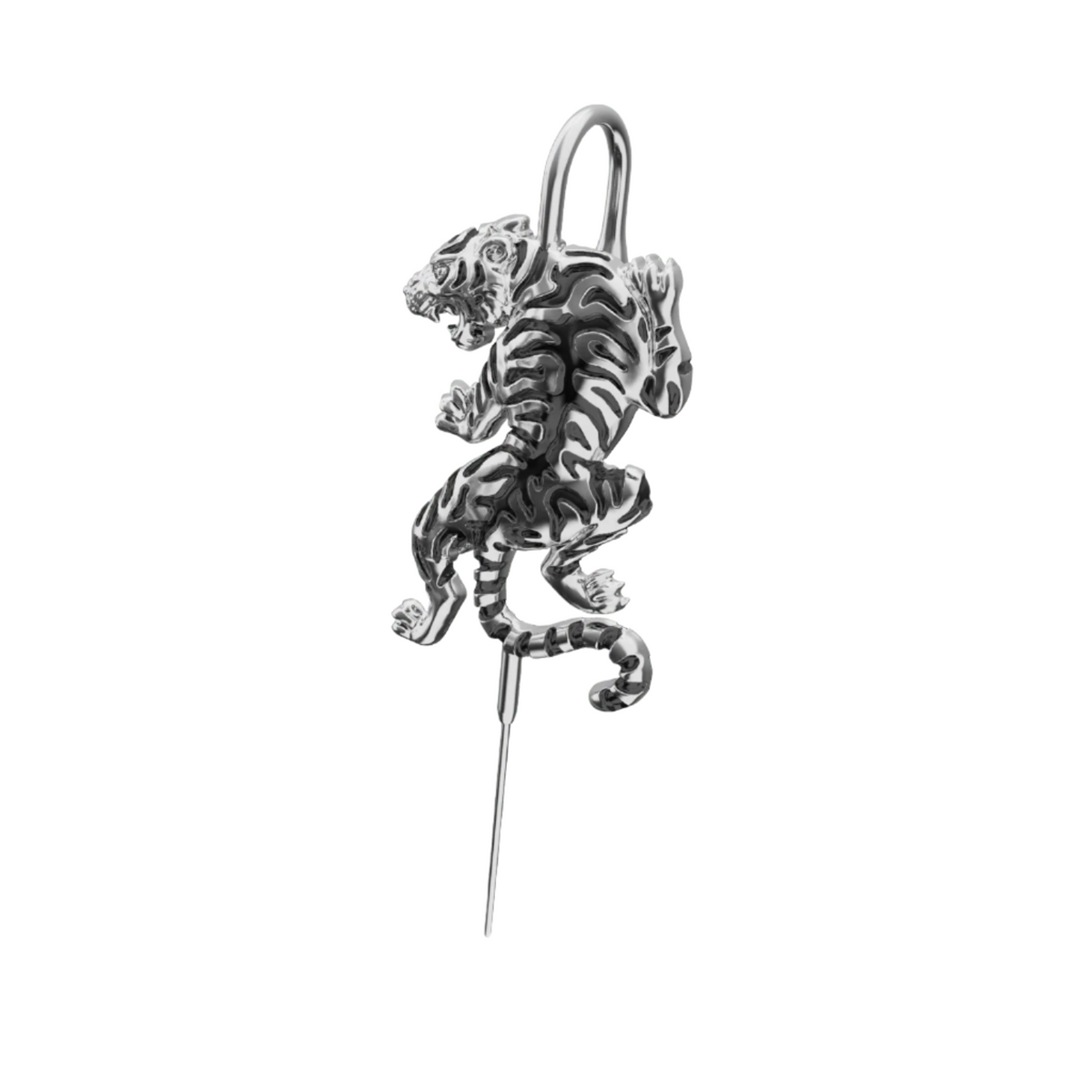 Prowling Tiger ear cuff in silver, single