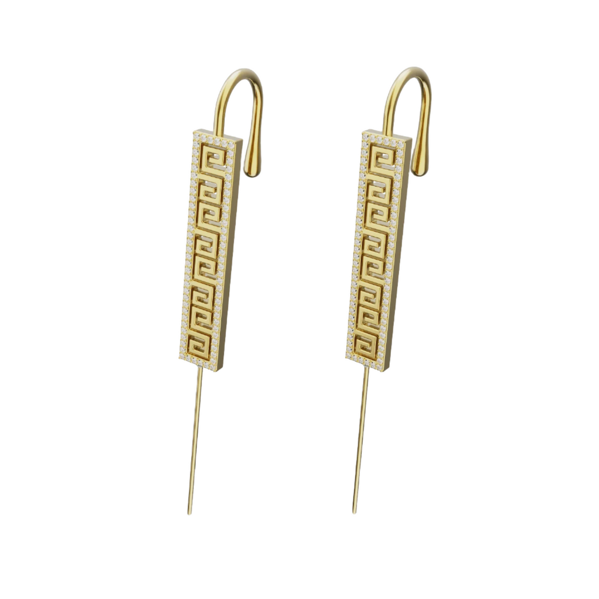 Tribal ear cuffs in gold, a pair