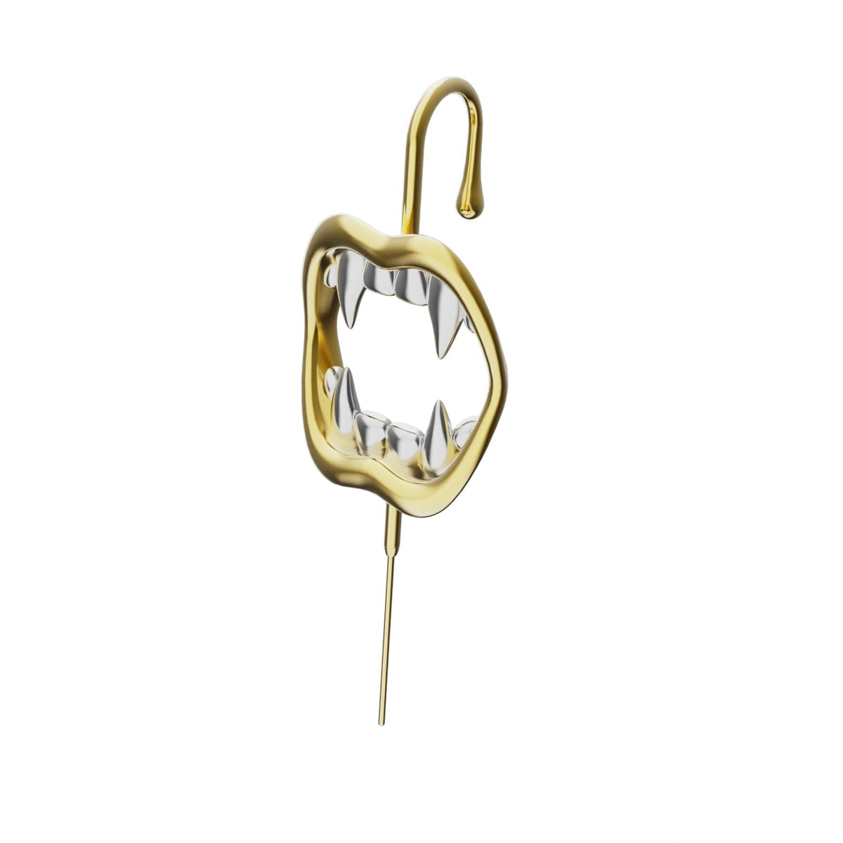 Vampire Fangs ear cuff in gold, single