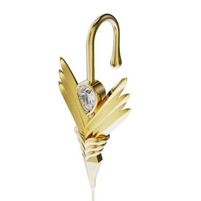 Cosmic Wand ear cuff in gold, close detail