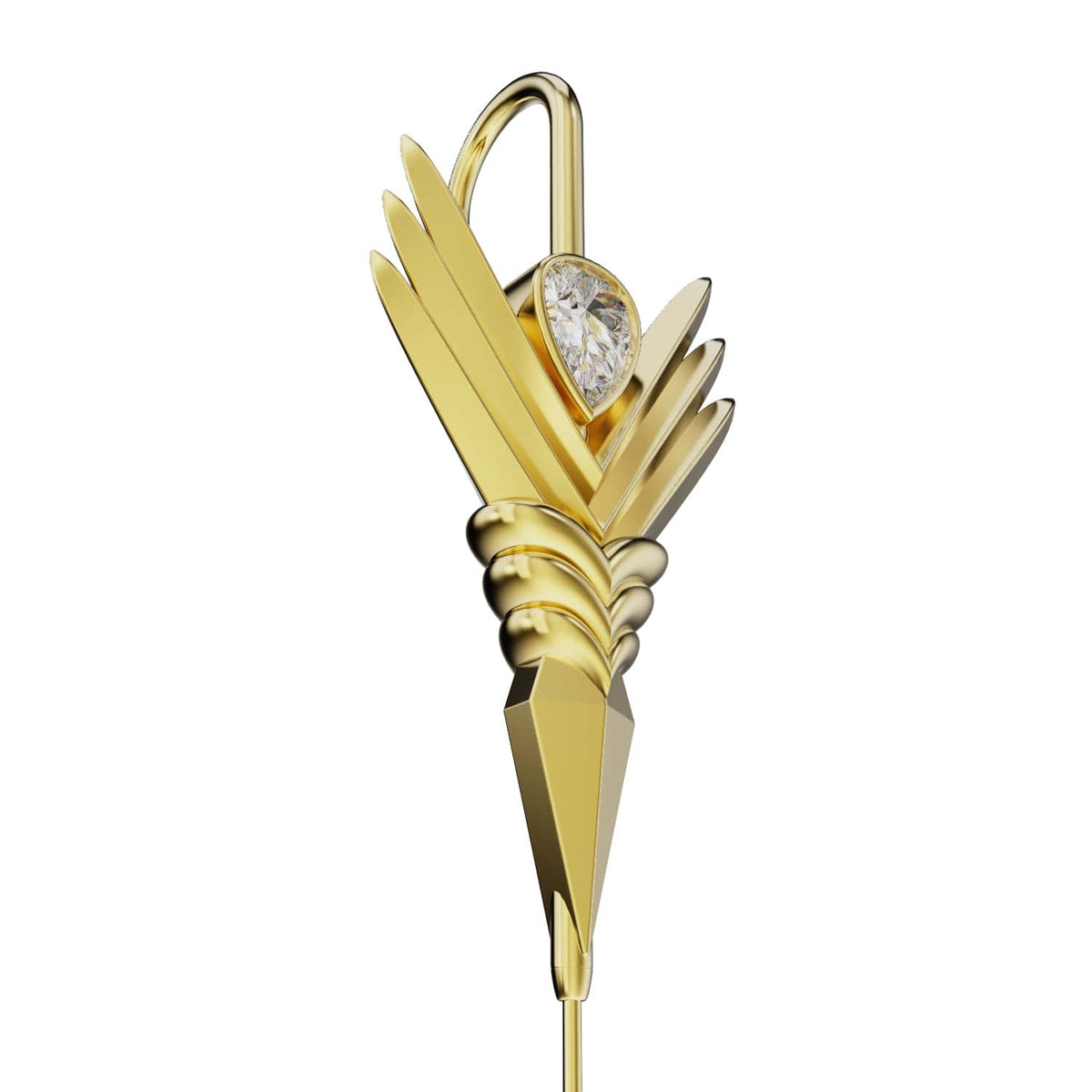 Cosmic Wand ear cuff in gold, close detail