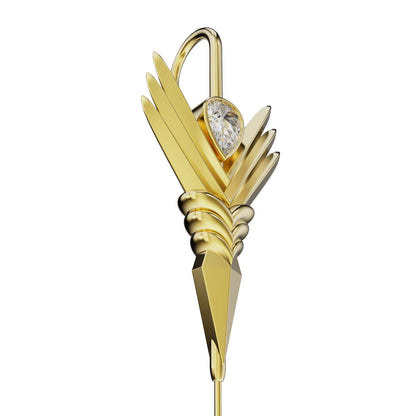 Cosmic Wand ear cuff in gold, close detail