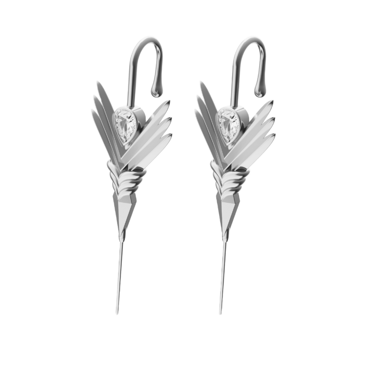 Cosmic Wand ear cuffs in silver, a pair